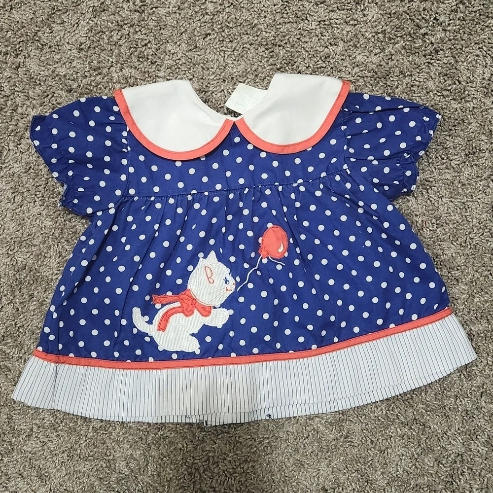 Vintage 70s 80s Cradle, Baby Girls Dress, Size 6-9 months